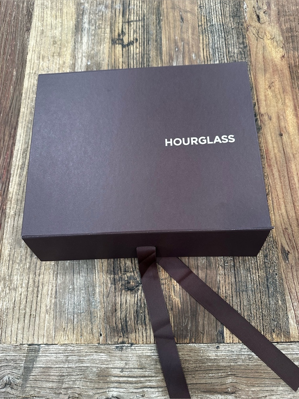 Hourglass Brown Presentation Box with Ribbon